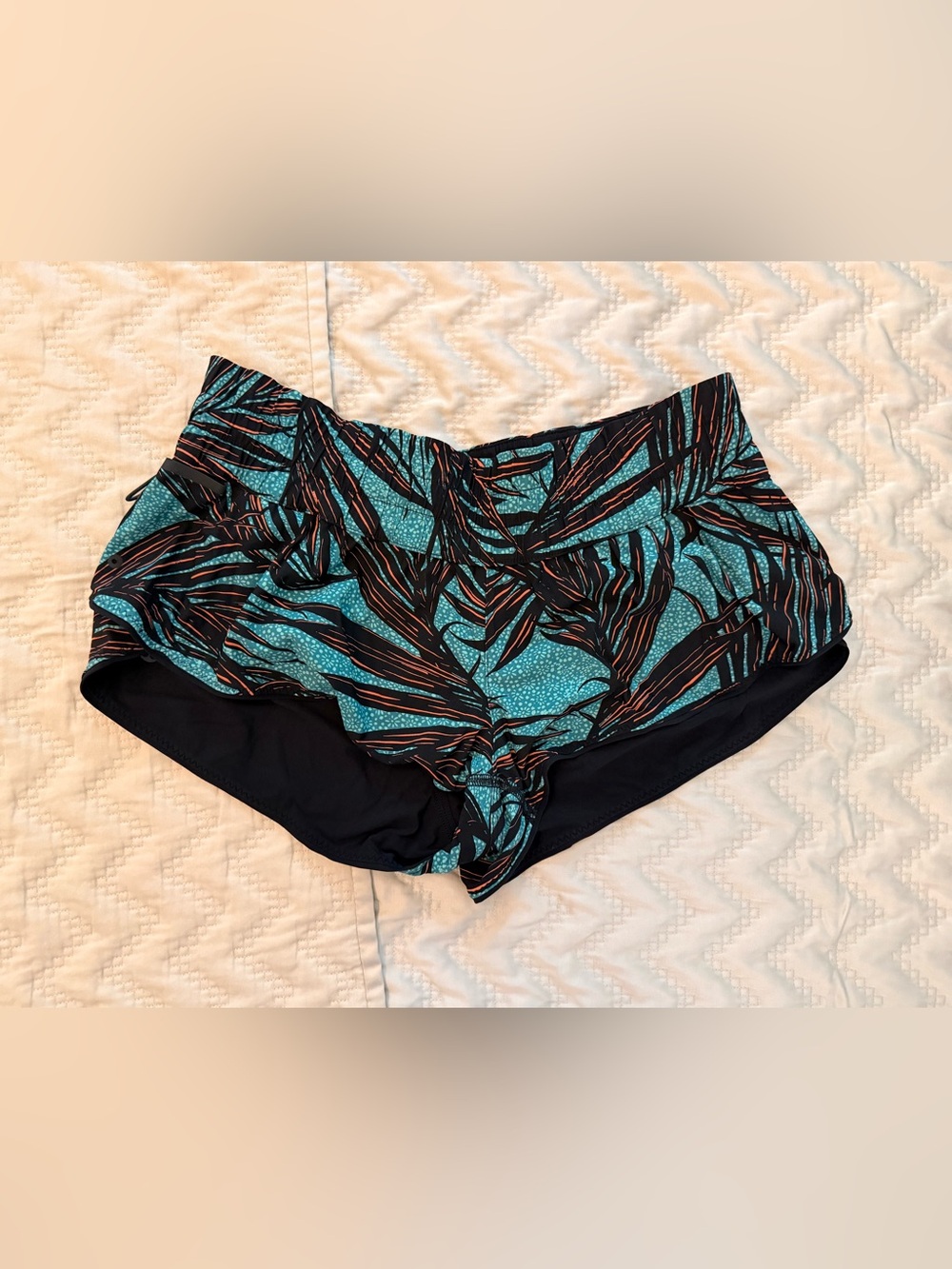 lululemon athletica Teal Tropical Print Athletic Shorts
